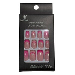 Ladybird Pink French Tip Press On Nails 12pc Nude Set